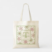 Winter Snowflake Monogram Modern Holiday Stijlvol Tote Bag (Achterkant)