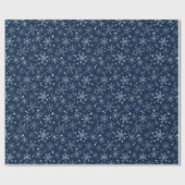 Winter Snowflake Navy Blue Cadeaupapier (Vlak)