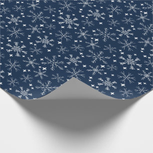 Winter Snowflake Navy Blue Cadeaupapier