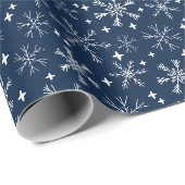 Winter Snowflake Navy Blue Cadeaupapier (Rol Hoek)