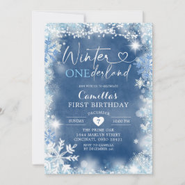 Winter Snowflake Onederland Birthday Invite11-2 Kaart