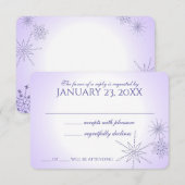 Winter Snowflake Pareltjes Violet Wedding Response RSVP Kaartje (Voorkant / Achterkant)