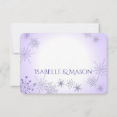 Winter Snowflake Pareltjes Violet Wedding Response RSVP Kaartje (Achterkant)