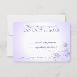 Winter Snowflake Pareltjes Violet Wedding Response RSVP Kaartje