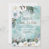 Winter Snowflake Party Invitation Kaart (Achterkant)
