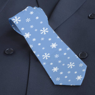 Winter Snowflake Pattern Light Blue Kerstmis Stropdas