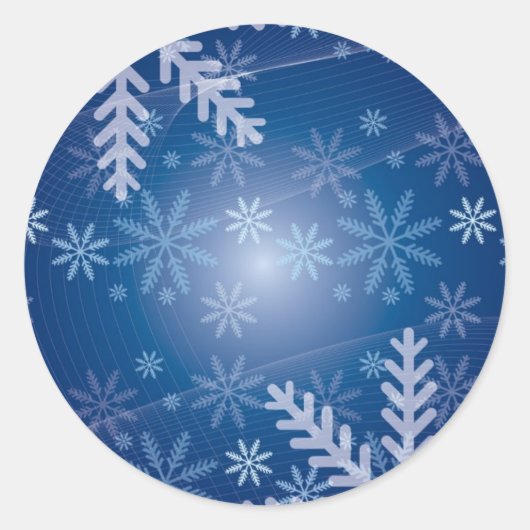 Winter Snowflake Pattern Ronde Sticker (Voorkant)