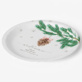 Winter Snowflake Pine cone Baby Shower Welcome Papieren Bordje (Gekanteld)