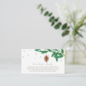 Winter Snowflake Pine cone Books For Baby Shower Informatiekaartje (Staand voorkant)