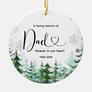 Winter Snowflake Pine Tree in Loving Memory of Dad Keramisch Ornament