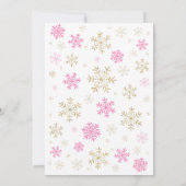 Winter Snowflake Pink and Gold Girl Birthday Kaart (Achterkant)