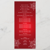 Winter Snowflake Red Wedding Programma Programmakaart (Achterkant)