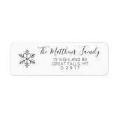 Winter Snowflake Return Address Label Sticker (Voorkant)