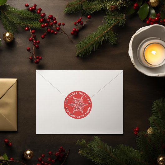 Winter Snowflake Return-adres Ronde Sticker