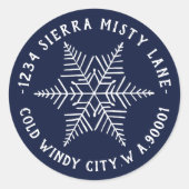 Winter Snowflake Return-adres Ronde Sticker (Voorkant)