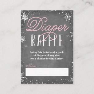 Winter Snowflake Roze Baby Luier Raffle Ticket Informatiekaartje