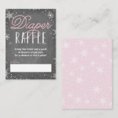 Winter Snowflake Roze Baby Luier Raffle Ticket Informatiekaartje (Voorkant / Achterkant)