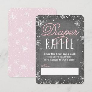 Winter Snowflake Roze Baby Luier Raffle Ticket Kaart