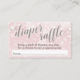 Winter Snowflake Roze Baby shower Diaper Raffle Informatiekaartje