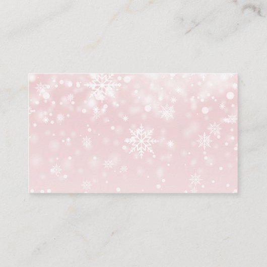 Winter Snowflake Roze Baby shower Diaper Raffle Informatiekaartje (Achterkant)