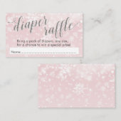 Winter Snowflake Roze Baby shower Diaper Raffle Informatiekaartje (Voorkant / Achterkant)