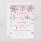 Winter Snowflake Roze en zilver Baby shower Kaart (Voorkant)