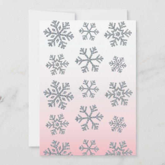 Winter Snowflake Roze en zilver Baby shower Kaart (Achterkant)