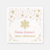 Winter Snowflake Roze Gouden Verjaardag Baby showe Servet (Voorkant)