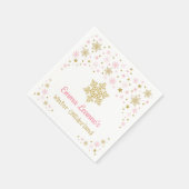 Winter Snowflake Roze Gouden Verjaardag Baby showe Servet (Hoek)