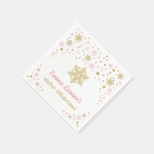 Winter Snowflake Roze Gouden Verjaardag Baby showe Servet (Hoek)