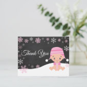 Winter Snowflake Roze Hartelijk dank Bedankkaart (Staand voorkant)