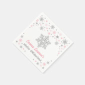 Winter Snowflake Roze Zilveren Verjaardag Baby sho Servet (Hoek)