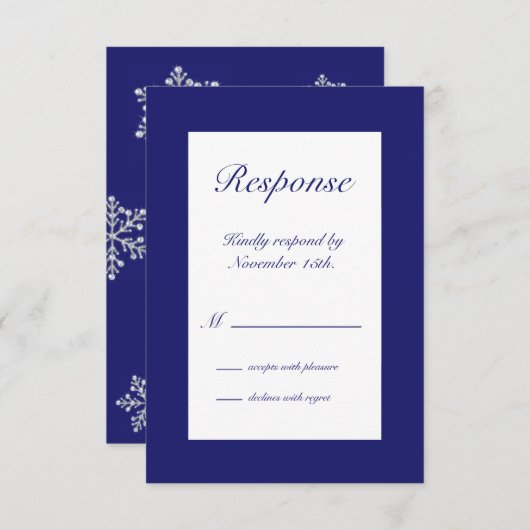 Winter Snowflake RSVP indigo (Voorkant / Achterkant)