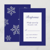Winter Snowflake RSVP indigo Kaartje (Voorkant / Achterkant)