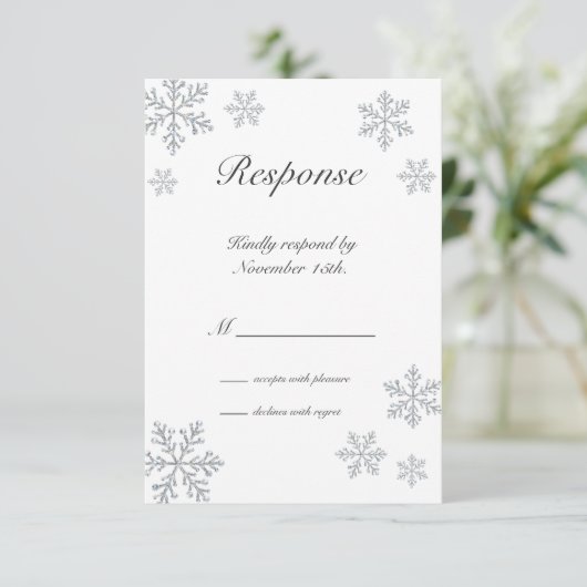 Winter Snowflake RSVP Kaartje (Staand voorkant)