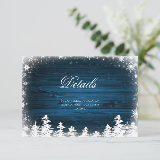 Winter Snowflake Rustic Details Kaart Invoegen (Staand voorkant)