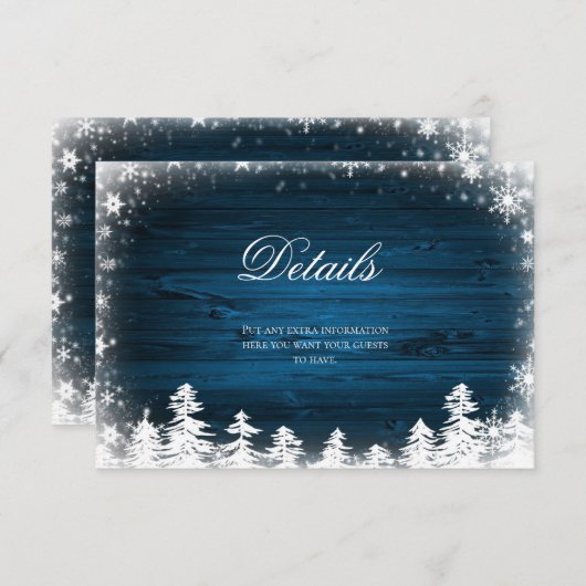 Winter Snowflake Rustic Details Kaart Invoegen (Voorkant / Achterkant)