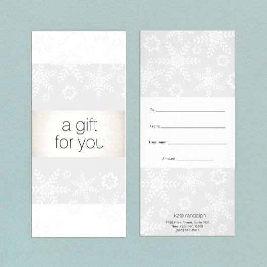 Winter Snowflake Salon Spa Cadeaucertificaat Reclamekaart