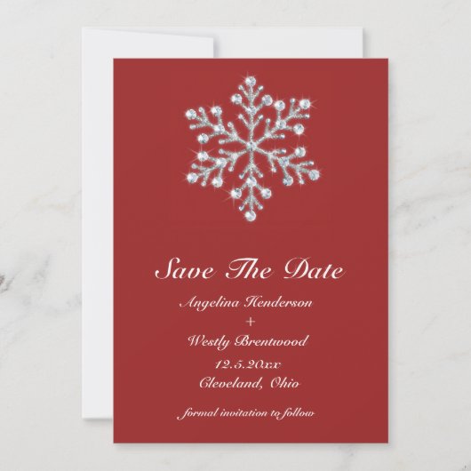 Winter Snowflake Save the Date (Voorkant)