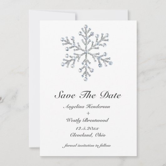 Winter Snowflake Save the Date (Voorkant)