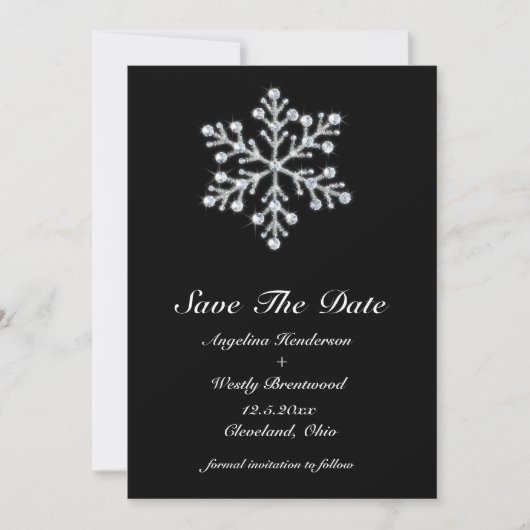 Winter Snowflake Save the Date (Voorkant)