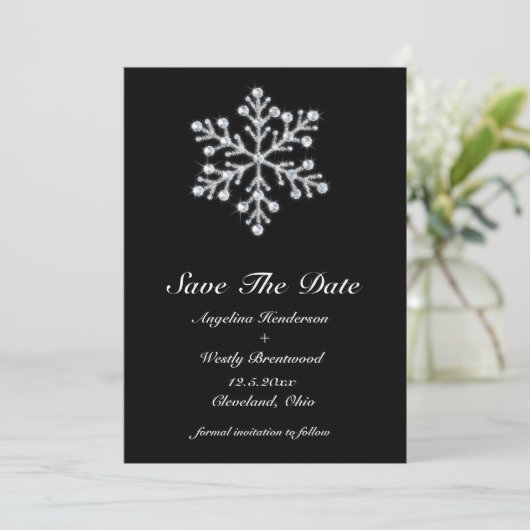 Winter Snowflake Save the Date (Staand voorkant)