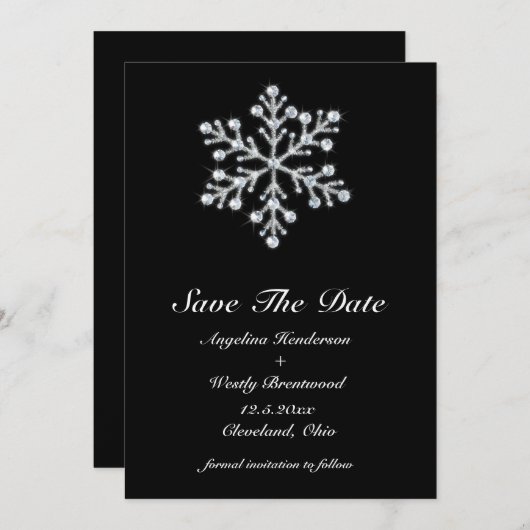 Winter Snowflake Save the Date (Voorkant / Achterkant)