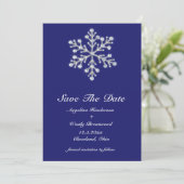 Winter Snowflake Save the Date indidigo (Staand voorkant)