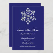 Winter Snowflake Save the Date indidigo (Voorkant / Achterkant)
