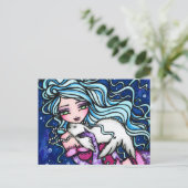 Winter Snowflake Seal Mermaid Fantasy Briefkaart (Staand voorkant)