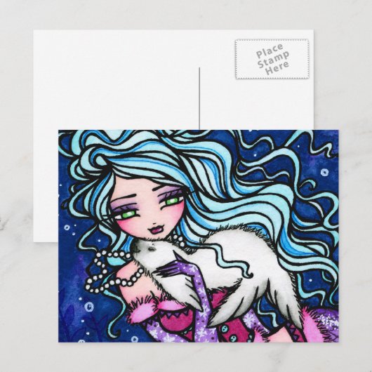 Winter Snowflake Seal Mermaid Fantasy Briefkaart (Voorkant / Achterkant)
