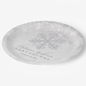 Winter Snowflake Silver Baby shower Paper Borden Papieren Bordje (Gekanteld)