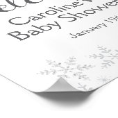 Winter Snowflake Silver Baby shower Welkomstteken Poster (Hoek)