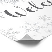 Winter Snowflake Silver Baby shower Welkomstteken Poster (Hoek)